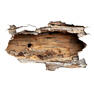 Morceau de bois craquelé et endommagé, diagnostic termites